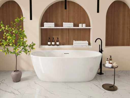 Wit vrijstaand bad - 250 L - Acryl