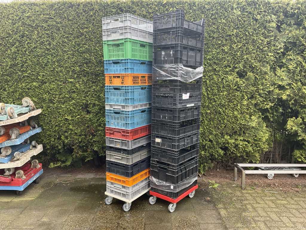 Batch of Stacking crates on trolley