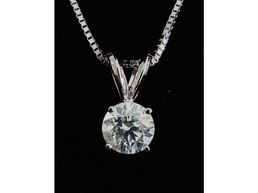 Pendentif solitaire de luxe en diamant naturel 1,02 carat