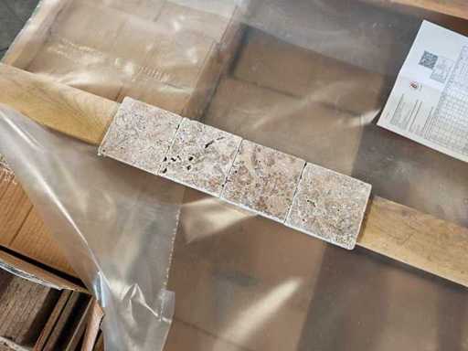 Natural Stone Travertine Noce Tumbled 10x10 cm Tile 21.6 m²