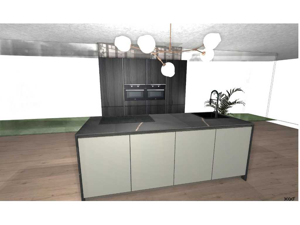 Italian Design kitchen - Evolve Sahara soft matt / Legno black wood structure