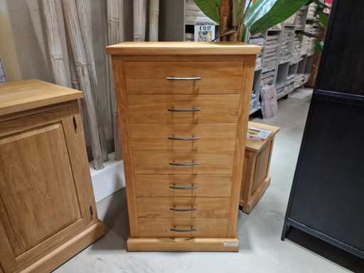 Commode en teck diamant classique 60 x 45 x H120cm 7 tiroirs