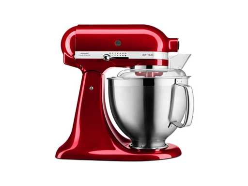 KitchenAid kitchen machine - Artisan - Kitchen robot with 3 stainless steel accessories, pouring shield and 2 mixing bowls - 300 W - 3 L and 4.8 L - Apple red