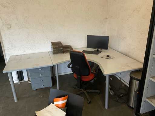 Semi-circular desk with chair