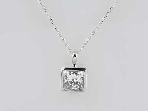 Collana in oro bianco 14 nudi con ciondolo da 2,09 ct con diamante coltivato in laboratorio