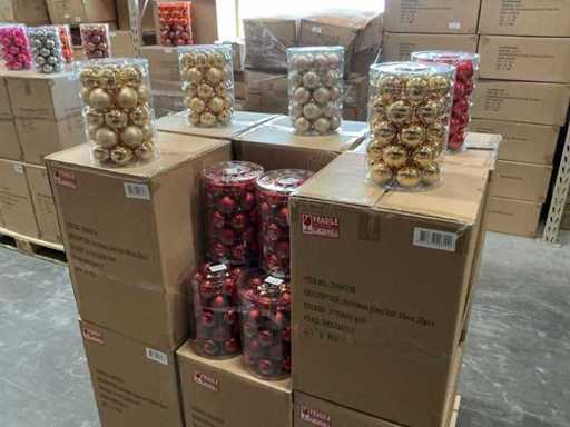 Partij diverse glazen kerstballen 60mm 30/tube (94 tubes)