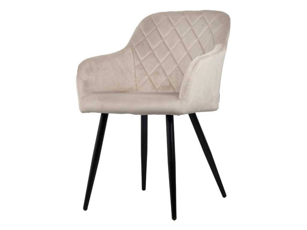 6x Design dining chair beige velvet