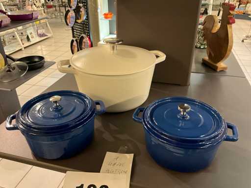 GSW casseroles rondes en fonte avec couvercle (3x)