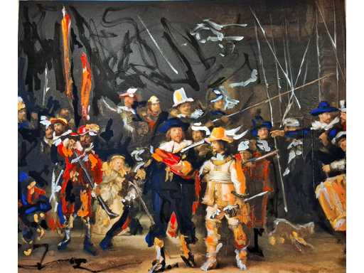 Mixed media/Acryl op paneel Mischa ‘Nachtwacht’