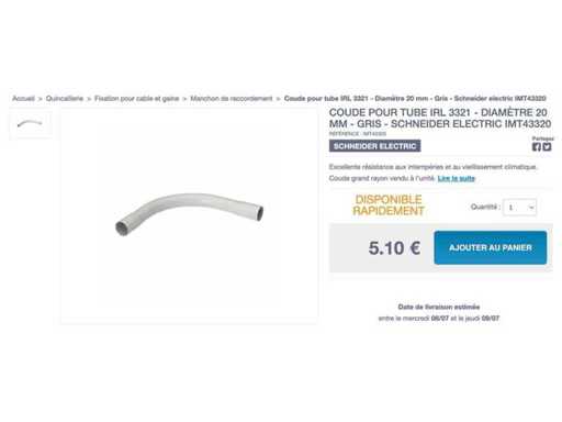 Schneider - Mureva - cot PVC - cot tubular GT 3321 - PVC - Ø20 mm - Gri - IP40 PAR 50 (50x)