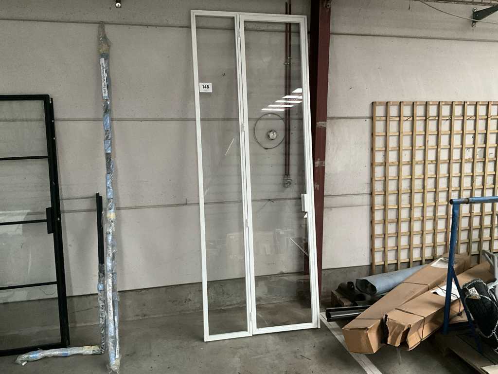 Wrought iron door left open with fixed window 995x2690mm