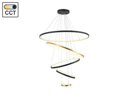 Orien Sand Black and Gold Lampa Wisiorka 20cm&40cm&60cm&80cm&100cm 5-pierścieniowa dioda LED 3CCT (1x)