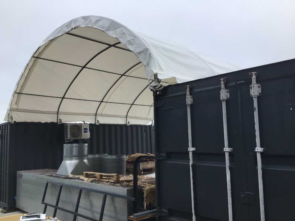 2024 - Easygoing - (6x6x2 meter) - Shelter overkapping / tent tussen 2 containers C2020H