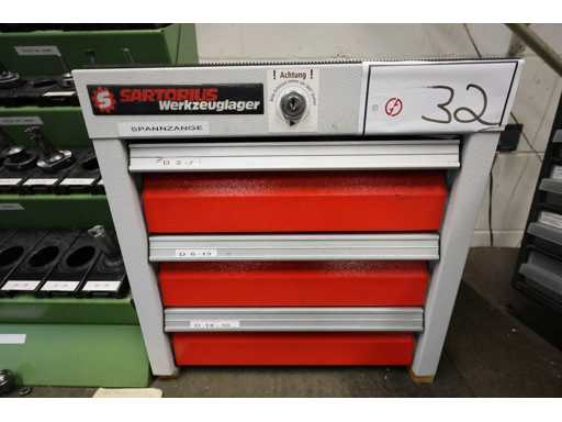 SATORIUS WERKZEUGE  Regal mit Spannzangen