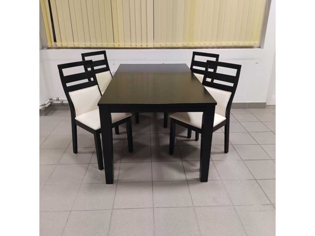 1 x Table group Dhalia black - 4 pieces of armchairs + 1 piece of table - living room table Table set, dining set, dining table, table, chair, armchair, work table, restaurant table, restaurant table, living room table, canteen table – Gastrodiskont