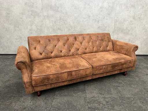 Divano letto con braccioli - finto camoscio