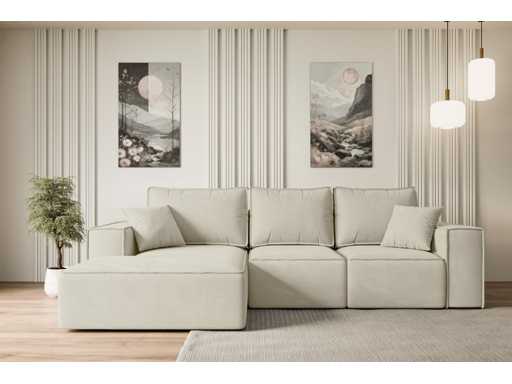 Coonvertible linker hoek bank - beige fluweel 