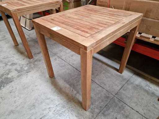 Collection de qualité - Table de jardin en teck françoise 70 x 80 cm avec pieds en blocs de teck