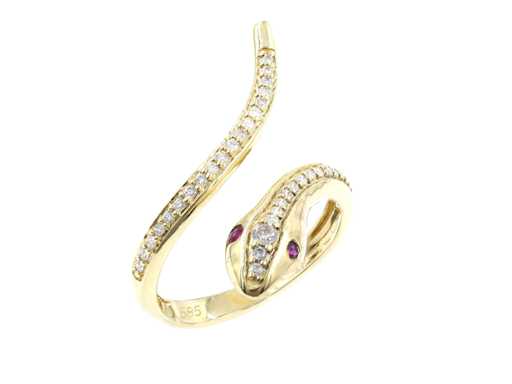 14 KT Yellow Gold Ring With Natural Diamonds And Ruby