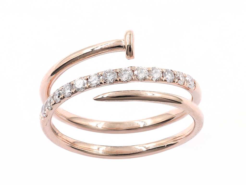 Bague en or rose 14 KT avec diamant naturel