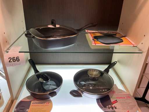 Gsw sauteusepannen en vetarmbakpannen met deksel (3x)