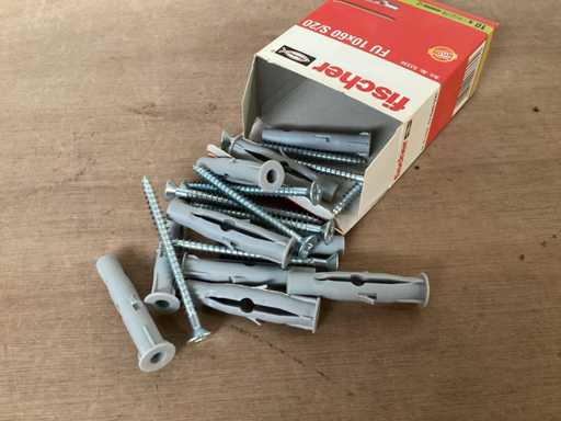 Fischer FU 10x60 S/20 Nylon Hohldübel mit Schraube, Box 10 Stück (42x)