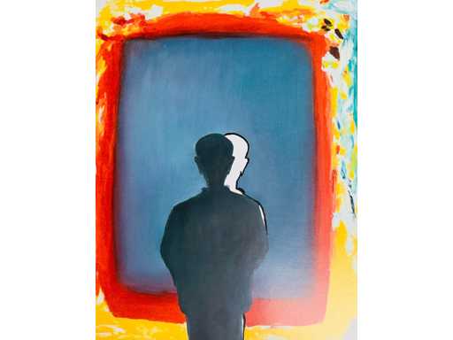 Roger Raveel - bezinning bij de weerschijn in kleuren verzadigd - offset