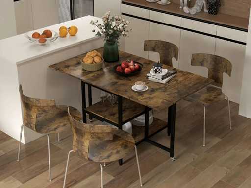 Opvouwbare eettafel, vouwtafel met industrieel ontwerp,