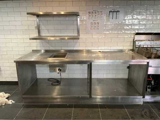 Masă de lucru din oțel inoxidabil Mach Emga cu baie-marie