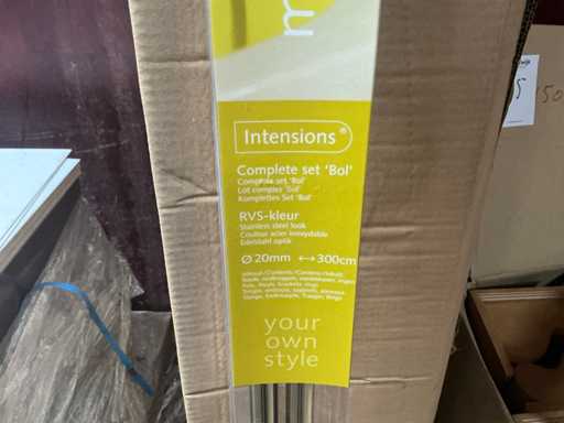 Intensions Tringle à rideau boule moderne en acier inoxydable couleur 300cm (24x)