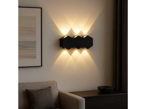 Éclairage mural LED bidirectionnel SW-51-3 – 6W – IP54 – Noir (x4)