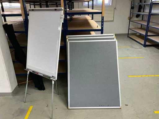 Whiteboard met 5 vilten notitieborden