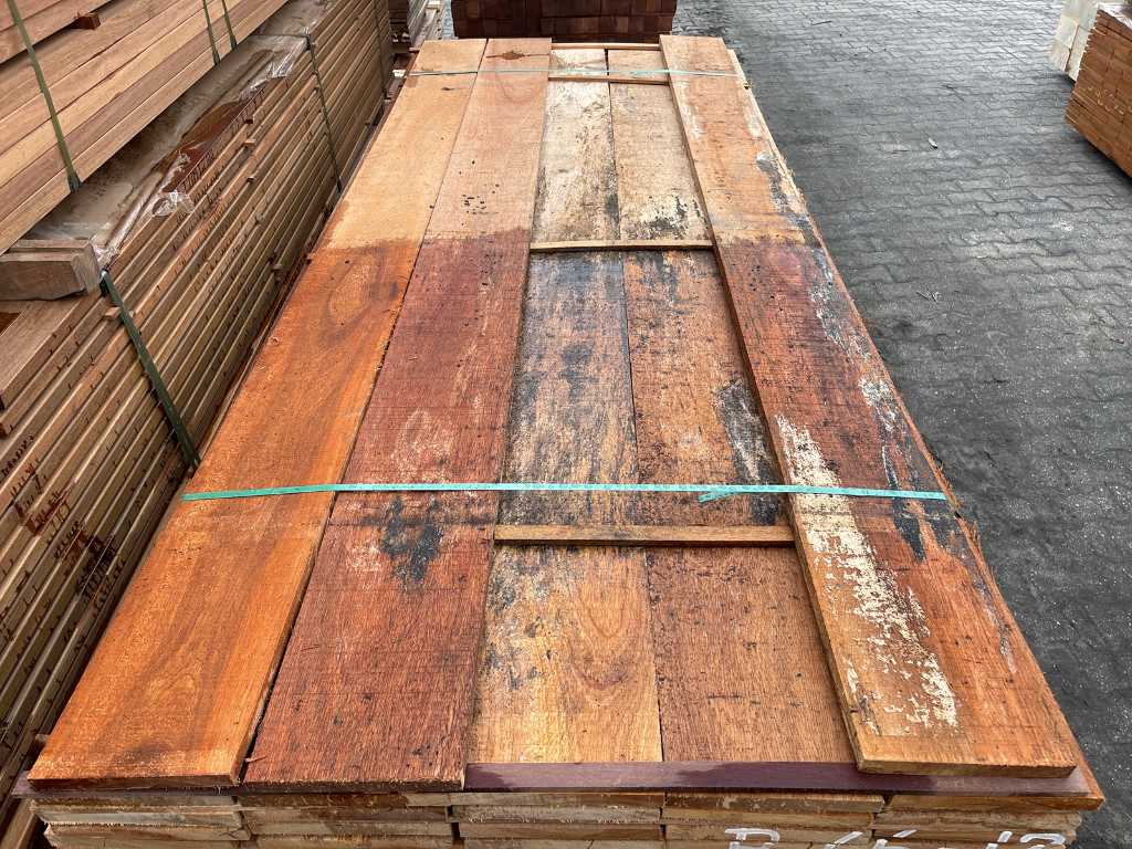 Basralocus hardhouten planken ruw 20x200mm, lengte 250cm (93x)