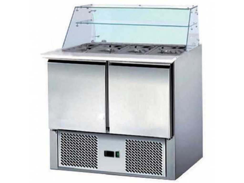 Saladette-Kühlschrank mit 2 Türen Edelstahl-Glasdeckel