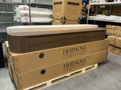 Mobili TV Hermosa Round Japandi marrone scuro 240cm H28cm
