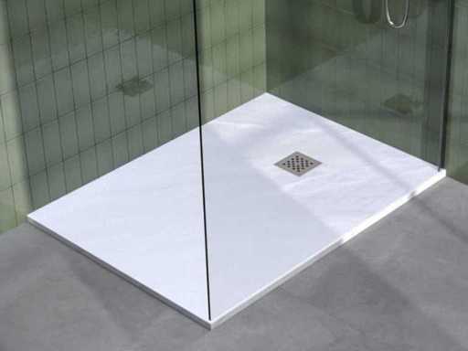 Brauer Asteroid Douchebak 90x140 antislip en antibacterieel mineraalmarmer mat wit
