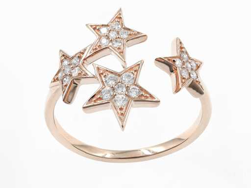 14 KT Pink Gold Ring With Natural Diamonds