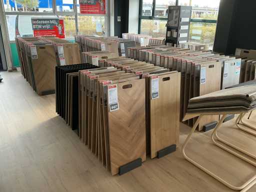 Party floor samples with holder