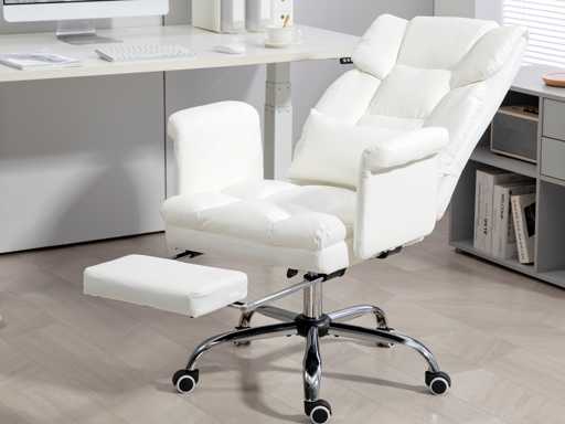 Executive office chair with footrest and lumbar support