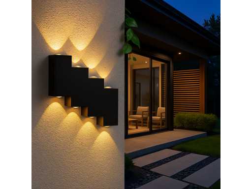 Éclairage mural LED bidirectionnel SW-45-4 – 8W – IP54 – Noir (x4)