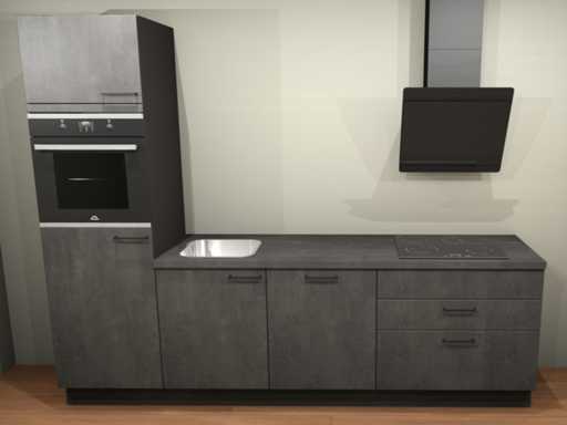 Nobilia Laser Decor zwart beton  recht keuken