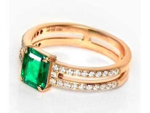 Inel de lux natural Zambia Intense Green Emerald 1,23 carate