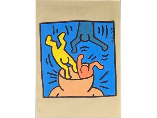 1986: Gouache Keith Haring