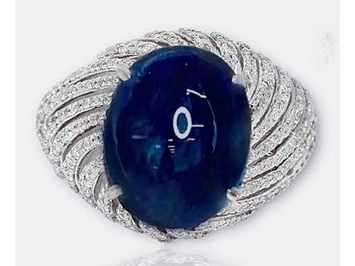 Prächtiger hoher Schmuckring aus natürlichem blauem Saphir 13,24 Karat