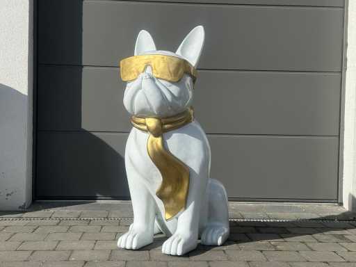 Bouledogue Français avec Lunettes Blanc/Or