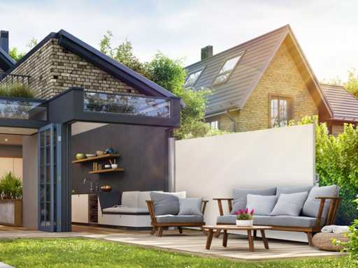 Extensible à brise et aluminium beige 180 x 300 cm