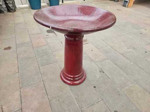 Esclusiva vasca per uccelli in terracotta smaltata - rosso vino