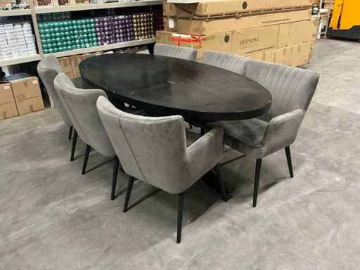 Tavolo da pranzo ovale con 6 sedie 210x100xH79cm