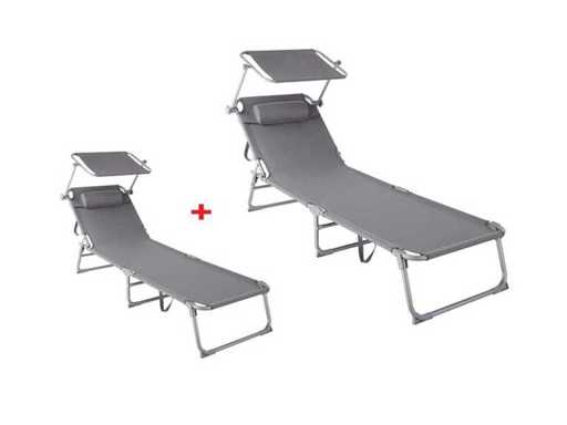 MaxxGarden 21592 Sun Lounger Aluminum 190x61x28 cm - Gris 2 pièces