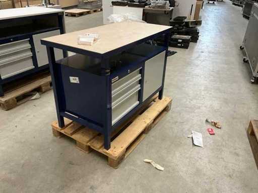 Werkbank Werkstattmöbel, 3 Schubladen, 1 Türe, massive Arbeitsplatte, abschließbar